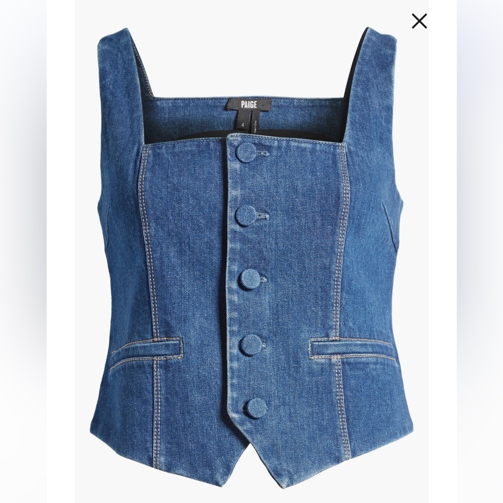 PAIGE Women's Irene Button Front Denim Top NEW